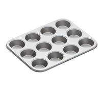 KitchenCraft Bandeja antiadherente para 12 tazas de magdalenas, 35 x 27 cm (14" x 10,5"), plateada