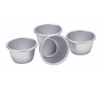 KitchenCraft Juego de 4 mini moldes para pudding, aluminio anodizado, 7,5 cm, plateado