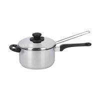 KitchenCraft Sartén grande para patatas fritas con cesta y tapa 20 cm, apta para inducción, acero inoxidable, plata