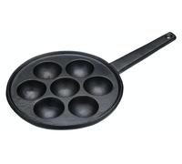 KitchenCraft Sartén Aebleskiver con 7 agujeros y receta Æbleskiver, hierro fundido, 20,5 cm