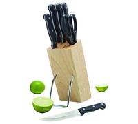KitchenCraft Juego de cuchillos de acero inoxidable de 6 piezas y bloque de madera para cuchillos