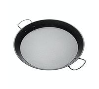 KitchenCraft World of Flavours Paella Pan, Sartén Antiadherente para Arroz y Sazonador de Paella, Acero al Carbono, 38,5 cm (15''), Negro