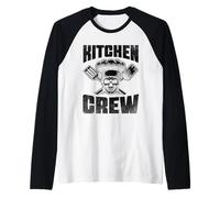 Kitchen Crew Chef Cocinar Comida Platos Cocineros Camiseta Manga Raglan