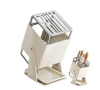 Kitchen Cutter Block - Cutter Block Holder, 9-Slot Storage Rack With Drain Tray, 30-Degree Rotating Cutterr Storage Rack For Kitchen Counter Restaurant Food Preparation Daily Cooking Outdoor