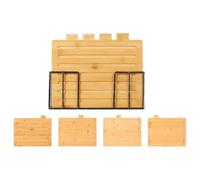 Kitchen Cutting Board Set with Stand - 4-Piece Cutting Boards, Solid Wooden Food Chopping Boards with Holder | Labeled Meal Prep Accessories for Home Kitchen, Restaurant, Cafe, Camping, Pantry