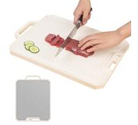 Kitchen Cutting Board, Stainless Steel Plate, Food Grade Tray, Double Sided, Built-In Handle, Juice Design, Rust Resistant, Easy Clean, Perfect for Meat, Vegetable, 36 x 26 x 1.7 cm