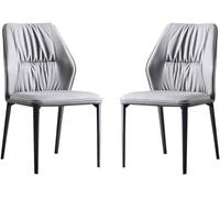 Kitchen Dining Chairs Set of 2 with Backrest Soft Cushion and Carbon Steel Legs For Home Commercial Restaurants(Light Grey)