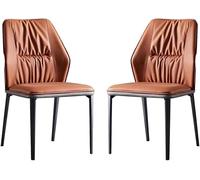 Kitchen Dining Chairs Set of 2 with Backrest Soft Cushion and Carbon Steel Legs For Home Commercial Restaurants(Brown)