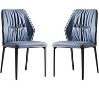Kitchen Dining Chairs Set of 2 with Backrest Soft Cushion and Carbon Steel Legs For Home Commercial Restaurants(Dark Blue)