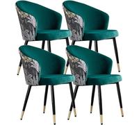 Kitchen Dining Room Furniture Chairs Dining Chair Set of 4 Modern Kitchen Dining Room Chairs with Metal Legs Velvet Seat and Embroidery Backrests(Dark Green)