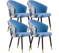 Kitchen Dining Room Furniture Chairs Dining Chair Set of 4 Modern Kitchen Dining Room Chairs with Metal Legs Velvet Seat and Embroidery Backrests(Sky Blue)