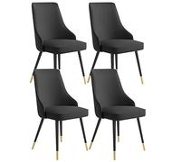 Kitchen Dining Room Furniture Chairs Dining Chairs Set of 4 Living Room side Chairs Water Proof Pu Leather Kitchen Chair with Metal Legs Kitchen Living Room Lounge Counter Chairs, JYLSSKUK, Black,