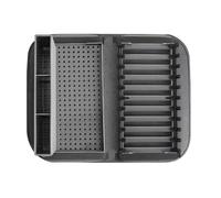 Kitchen Drying Mat - Super Absorbent Non-Slip Dish Mat with Utensil Holder, Space-Saving Drainer Rack | Mug Cup Plate Tableware Pots Pans Home Apartment Restaurant, Countertop Organizer, Quick-Dry