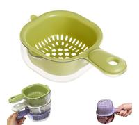 Kitchen Dual-Layer Draining Basket with Handle, Dual Layer Draining Basket, Handy Mini Berry and Tomato Washer, Fruit Storage Container for Washing Various Fruits Vegetables (Green)