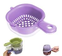 Kitchen Dual-Layer Draining Basket with Handle, Dual Layer Draining Basket, Handy Mini Berry and Tomato Washer, Fruit Storage Container for Washing Various Fruits Vegetables (Purple)