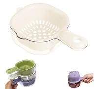 Kitchen Dual-Layer Draining Basket with Handle, Dual Layer Draining Basket, Handy Mini Berry and Tomato Washer, Fruit Storage Container for Washing Various Fruits Vegetables (White)