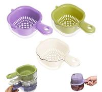 Kitchen Dual-Layer Draining Basket with Handle, Dual Layer Draining Basket, Handy Mini Berry and Tomato Washer, Fruit Storage Container for Washing Various Fruits Vegetables (All)