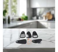 Kitchen Essentials - Juego de 5 utensilios con rallador, pelador, cortador de pizza, molinillo y abridor de botellas para mayor comodidad (negro)