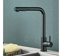 Kitchen Fauce with Pull Down Sprayer, Kitchen Sink Faucets 304 Stainless Steel Single Handle Single Hole Faucet for Farmhouse RV Bar Laundry Sinks,Black