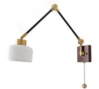 Kitchen Faucet 1-Light White Ceramic Wall Lamps Minimalist Metal Adjustable Wall Lights Home Kid's Room Bedside Wall Sconces, Nordic Living Room Swing Arm Wall Lighting Fixture