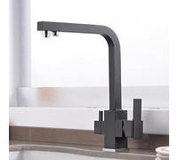 Kitchen Faucet 3 Way Black 360° Rotation Brass Drinking Water Hot and Cold Water Multi-Function Kitchen Sink faucets-A (Color : C)