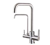 Kitchen Faucet 3 Way Brushed Stainless Steel 360 ° Swiveling Pure Water Hot and Cold Water Mixer Faucets Kitchen-A (Color : B)