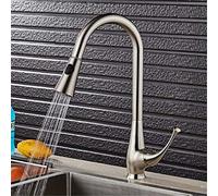 Kitchen Faucet 360 Rotate Swivel Pull out Spray Head Brass Chrome Silver Kitchen Sink Faucet Single Lever Vanity Mixer Taps Deck Mounted with Aerator,Brushed Nickel
