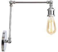 Kitchen Faucet Adjustable Long Swing Arm Wall E26/E27 Metal Wrought Iron Industrial Retro Lamp for Bedroom Living Room(Matte Black,15cm+15cm)