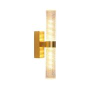Kitchen Faucet and Minimalism Two Head Textured Acrylic Shade Light Brass Body Three-Color Mode Wall Lamp for Bedroom Living Room(Gold)