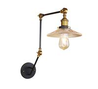 Kitchen Faucet Black Swing Arm Wall Adjustable Arm Wall Lamp with Clear Glass Shade, Farmhouse Industrial Metal Wall Light Fixture E27 Rustic Bedside Reading Light for Entryway Lobby Kitchen