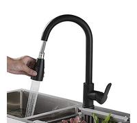 Kitchen Faucet Black with Pull Down Sprayer, 2 Modes Swivel Nozzle, for Kitchen Sink Single Handle, Faucet Pull out,-blackA