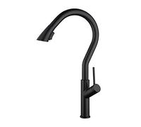 Kitchen Faucet Black with Pull Down Sprayer, 2 Modes Swivel Nozzle, Single Handle Faucet Pull out Pull out for Kitchen Sink, Brass, Black