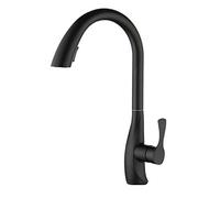 Kitchen Faucet Black with Pull Down Sprayer 2 Spray Types 360° Rotation Hot and Cold Single Hole Brass Kitchen Sink Faucets-B (Color : A)
