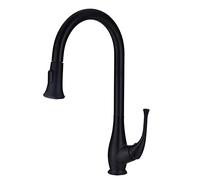 Kitchen Faucet Black with Pull Down Sprayer Brass Hot and Cold Telescopic 360° Rotation 2 Spray Types Kitchen Sink Faucets