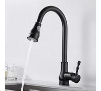 Kitchen Faucet Black with Pull Down Sprayer Hot and Cold 2 Modes Brass Omnidirectional Rotation Kitchen Sink Faucets