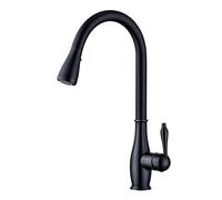 Kitchen Faucet Black with Pull Down Sprayer Hot and Cold Telescopic 360° Rotation 2 Modes Kitchen Sink Faucets