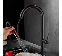 Kitchen Faucet Black with Pull Down Sprayer Single Hole Hot and Cold Rotating 2 Spray Types Brass Kitchen Sink Faucets