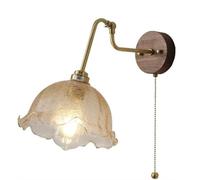 Kitchen Faucet Brass Swing Arm Adjustable Wall Light with Glass Shade, E27 Wall for Bedroom, Kitchen, Hallway, Island, Japanese Style, 1-Light Wall Lamp Fixture