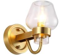 Kitchen Faucet Brass Wall Light with Glass Shade Candelabra Wall Lamp Copper Bedside Wall E14 Lighting Fixture Hallway Decorative Wall Lamps Retro Industrial Wall Lights