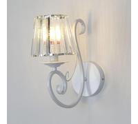 Kitchen Faucet Crystal Wall Retro Indoor Wall Lamp Nordic Bedside Reading Wall Light, E14 Hardwired Iron Wall Lighting in Green/Gold/White Finish, Vintage Prism Crystal Candle Sconces