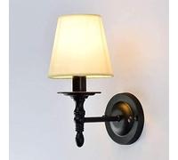 Kitchen Faucet Indoor Country Black Iron Metal Lamp with Cloth Shade Retro Single Head Corridor Aisle Background Wall Bedroom Bedside Reading Lamp, and Beautiful