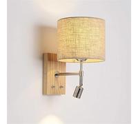 Kitchen Faucet Lamp Wooden Base Fabric Shade Indoor with 3W Small Spotlight On/Off Wall Light, and Beautiful