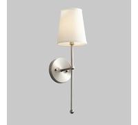 Kitchen Faucet Lámpara clásica Rural Tela Apliques con níquel/Columna latón, casa Granja Blanca Acampanada Acampanado iluminación del baño Vintage Lectura de la Pared (níquel co