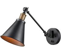 Kitchen Faucet Lamps, V-intage Industrial Swing Arm Wall Lamp - Conical Shape Black Wall Light Indoor Adjustable E27 Headboard Reading Lights, Metal Wall Sconces Compatible with Bed Farmhouse Kiten