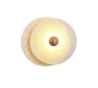 Kitchen Faucet Medieval Style Circular Textured Glass Lampshade Lamp Travertine Lampbody Wall Light Fixtures for Bedroom(Log Color)