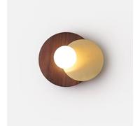 Kitchen Faucet Mid-Century Full Copper Round Globe Glass Shade Lamp Wooden Back Panel Wall Light Fixtures for Bedroom Living Room