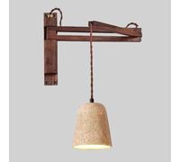 Kitchen Faucet Mid Century Swing Arm Yellow Travertine Wall Japanese Wood Wall Light Adjustable Retro Industry Natural Stone Wall Lamp Nightlight Fixture for Living Room Bedroom Bedside