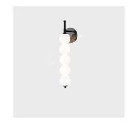 Kitchen Faucet Minimalist Globe Milk White Glass Shade Lamp Full Copper Base Wall Light Fixtures for Bedroom Living Room Hallway(Black,5-Light)