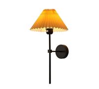 Kitchen Faucet Nordic Pleated Fabric Shade Sconces Japanese Style Bedroom Wall Lights Minimalist Home Decor Bedside Lamp Fixture for Living Room Hallway Study(Black+Apricot)