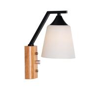 Kitchen Faucet Nordic Sconces Frosted Glass Shade Bedroom Bedside Lights with Wood Metal Wall Lamp Fixture for Living Room Hallway Entrance(Dark)